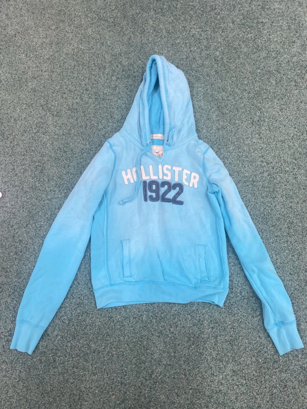 Hollister Light Blue Pullover Hoodie with Navy 1922 Logo